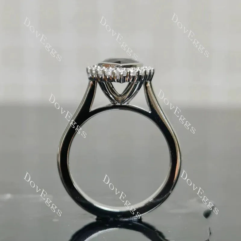 Bezel halo engagement ring semi-mount only(Exclusively to DovEggs Stones)