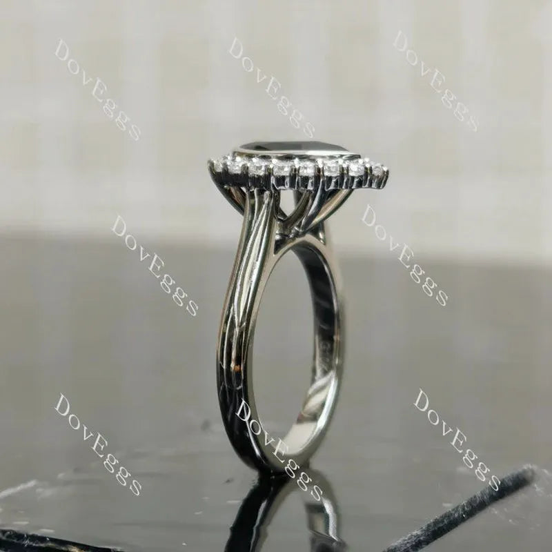 Bezel halo engagement ring semi-mount only(Exclusively to DovEggs Stones)