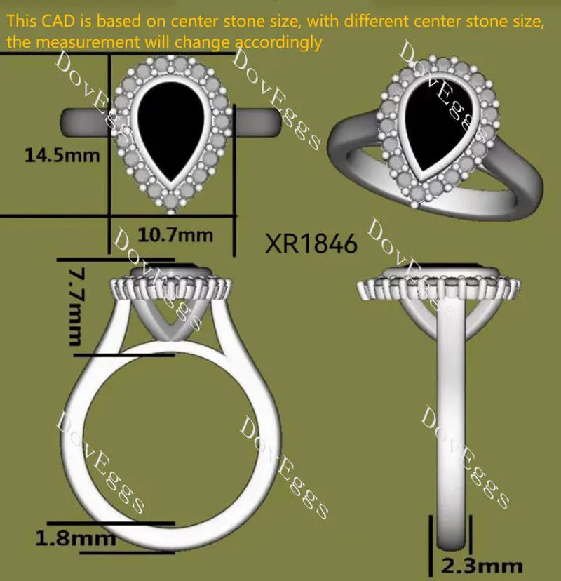 Bezel halo engagement ring semi-mount only(Exclusively to DovEggs Stones)