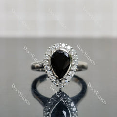 Pear bezel halo colored gem engagement ring| DovEggs
