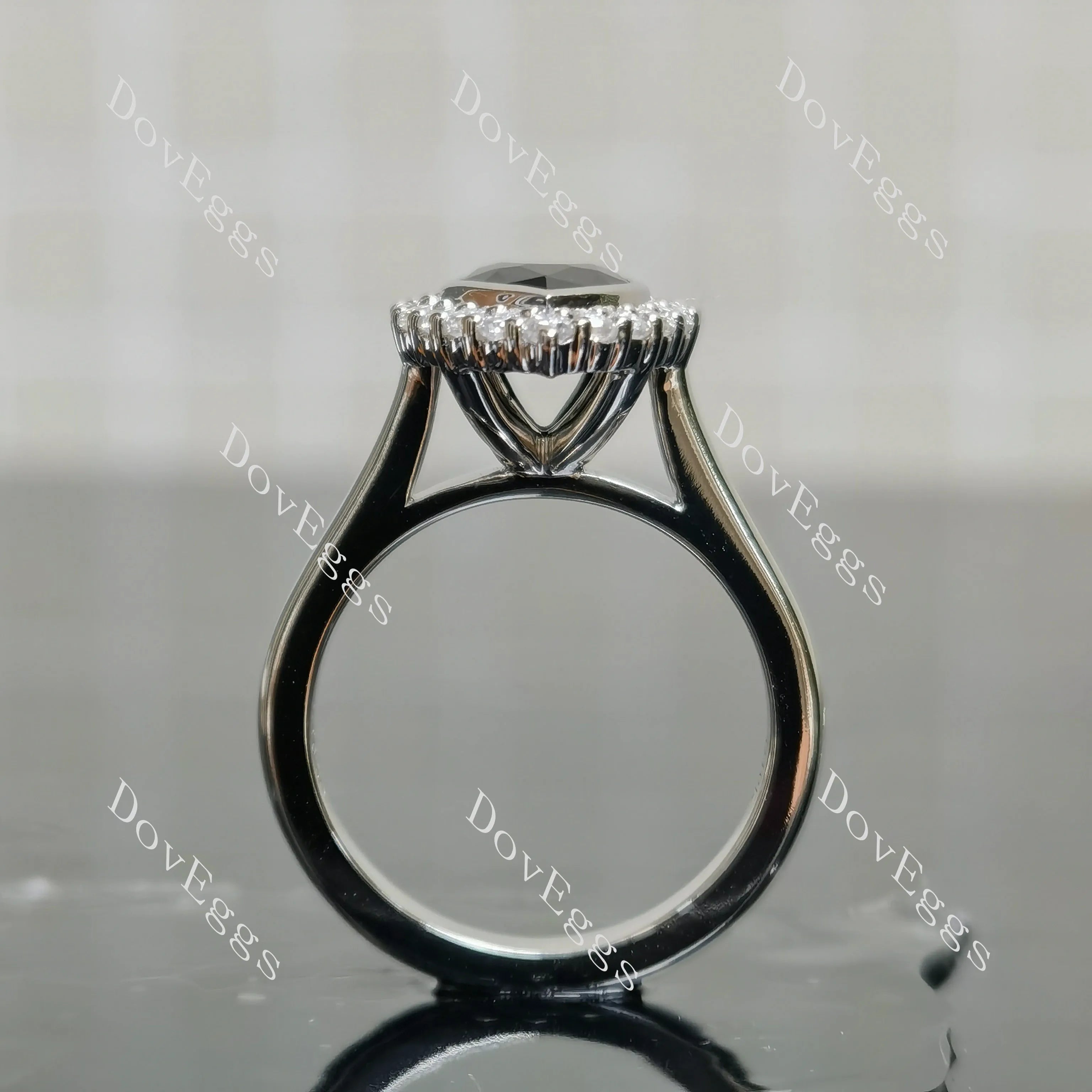 Pear bezel halo colored gem engagement ring| DovEggs