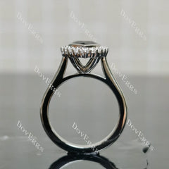 Pear bezel halo colored gem engagement ring| DovEggs
