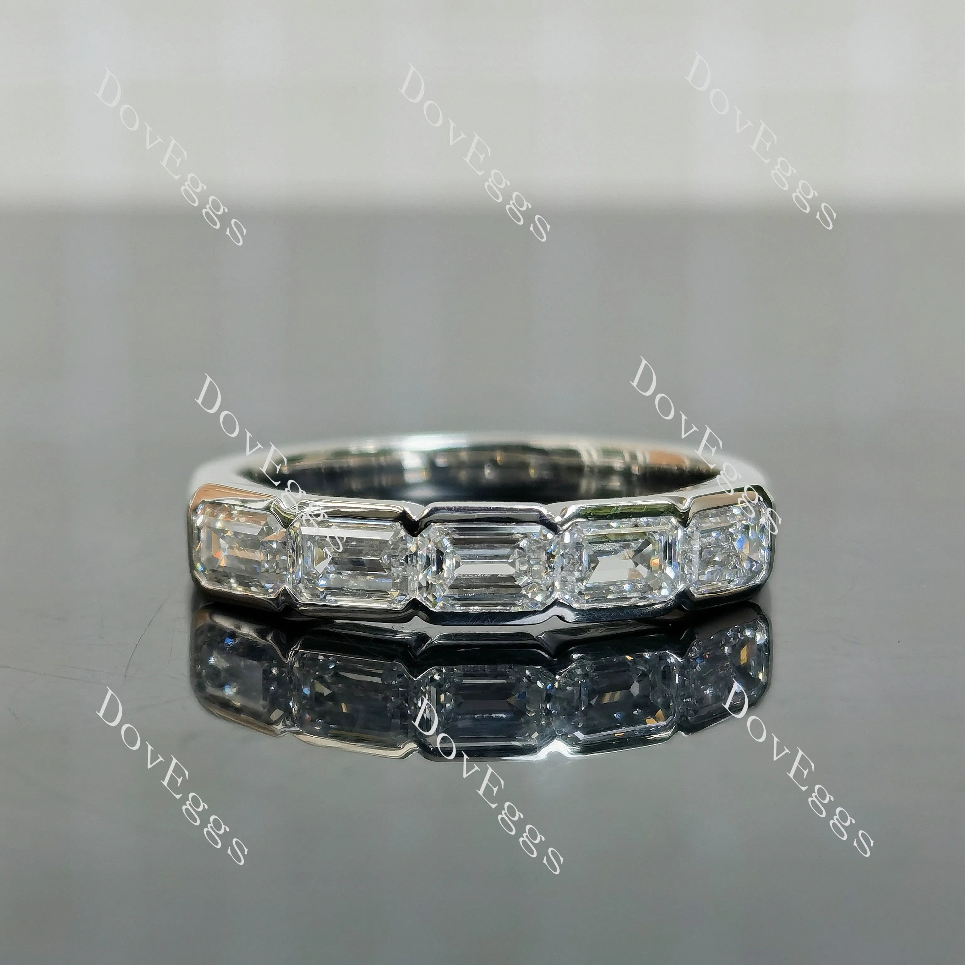 Kat’s Fab-Five Emerald bezel moissanite/lab grown diamond wedding band-2.6mm band width| DovEggs