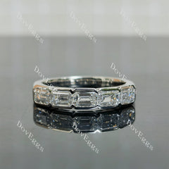 Kat’s Fab-Five Emerald bezel moissanite/lab grown diamond wedding band-2.6mm band width| DovEggs