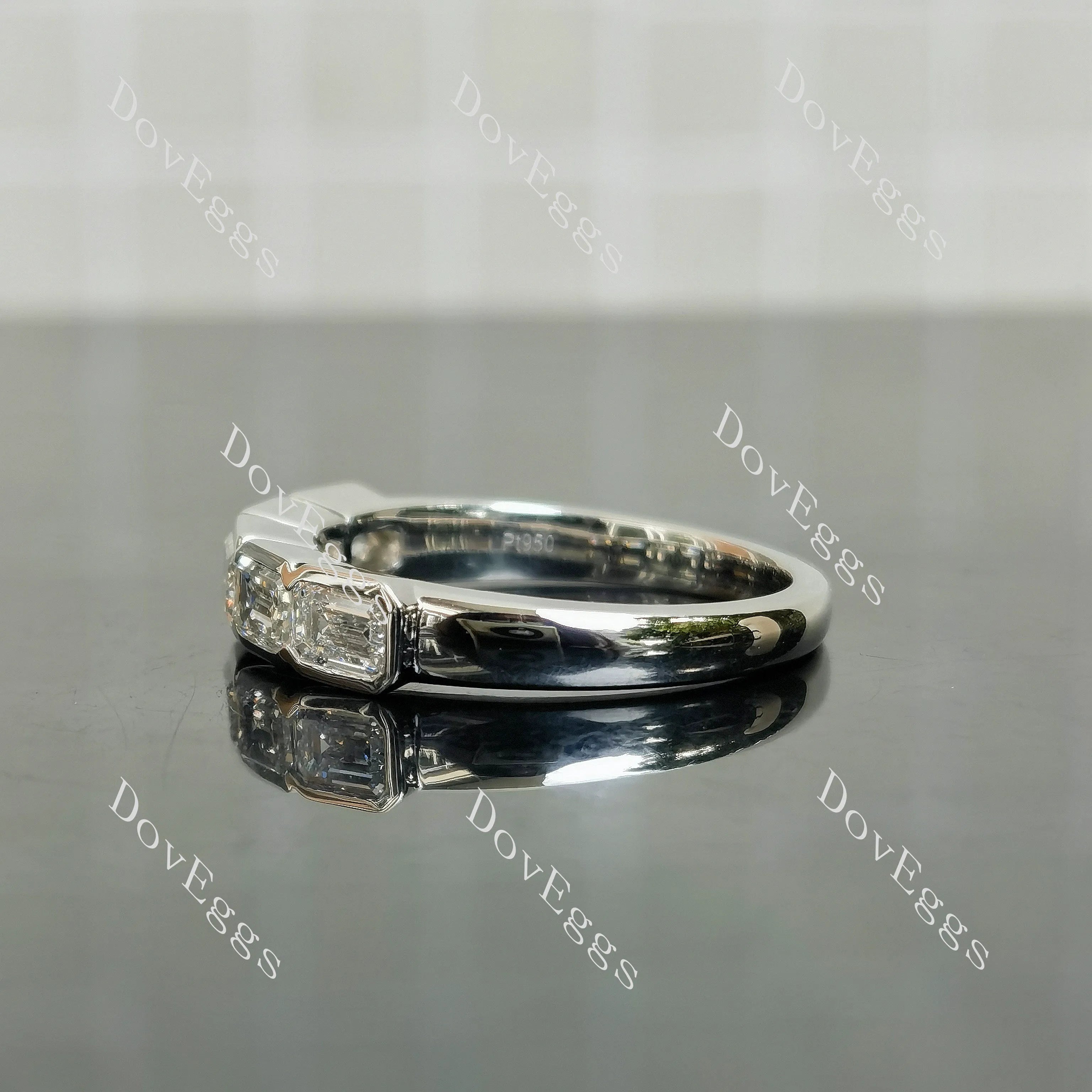 Kat’s Fab-Five Emerald bezel moissanite/lab grown diamond wedding band-2.6mm band width| DovEggs