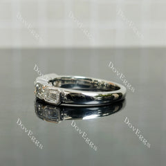 Kat’s Fab-Five Emerald bezel moissanite/lab grown diamond wedding band-2.6mm band width| DovEggs