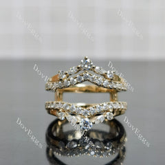 Round marquise pave moissanite/lab grown diamond enhancer/wedding band-7.3mm band width| DovEggs