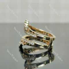 Round marquise pave moissanite/lab grown diamond enhancer/wedding band-7.3mm band width| DovEggs