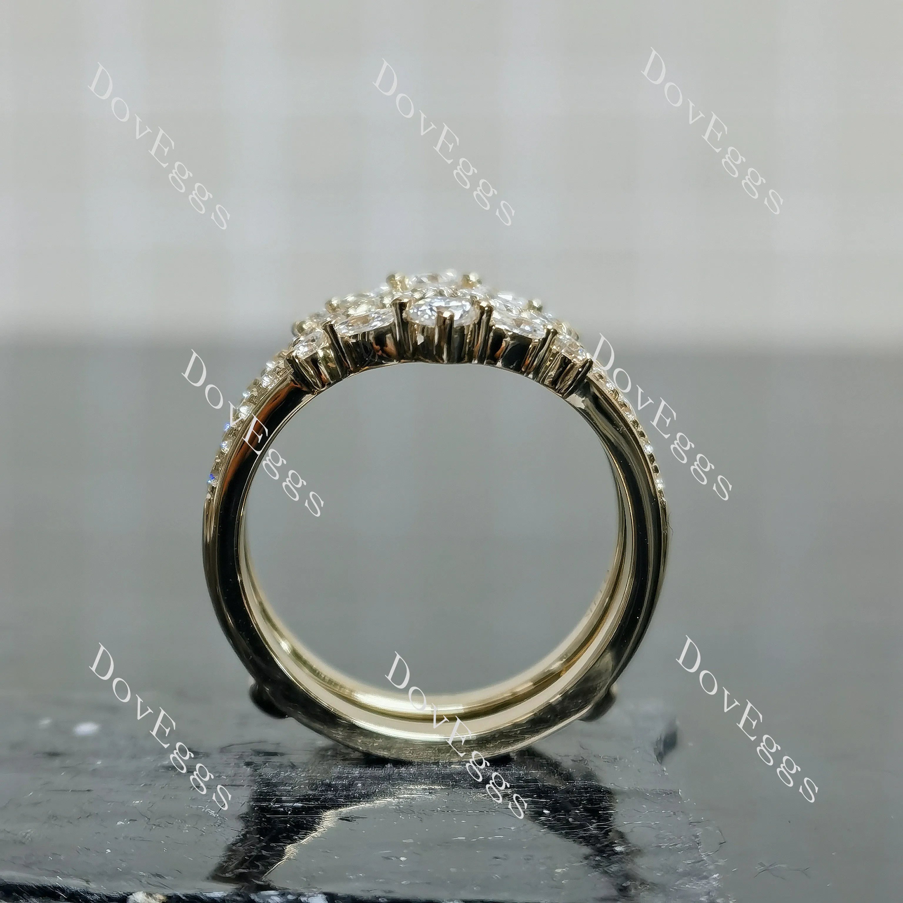Round marquise pave moissanite/lab grown diamond enhancer/wedding band-7.3mm band width| DovEggs