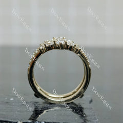 Round marquise pave moissanite/lab grown diamond enhancer/wedding band-7.3mm band width| DovEggs