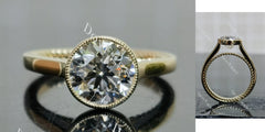 Round bezel solitaire moissanite engagement ring| DovEggs