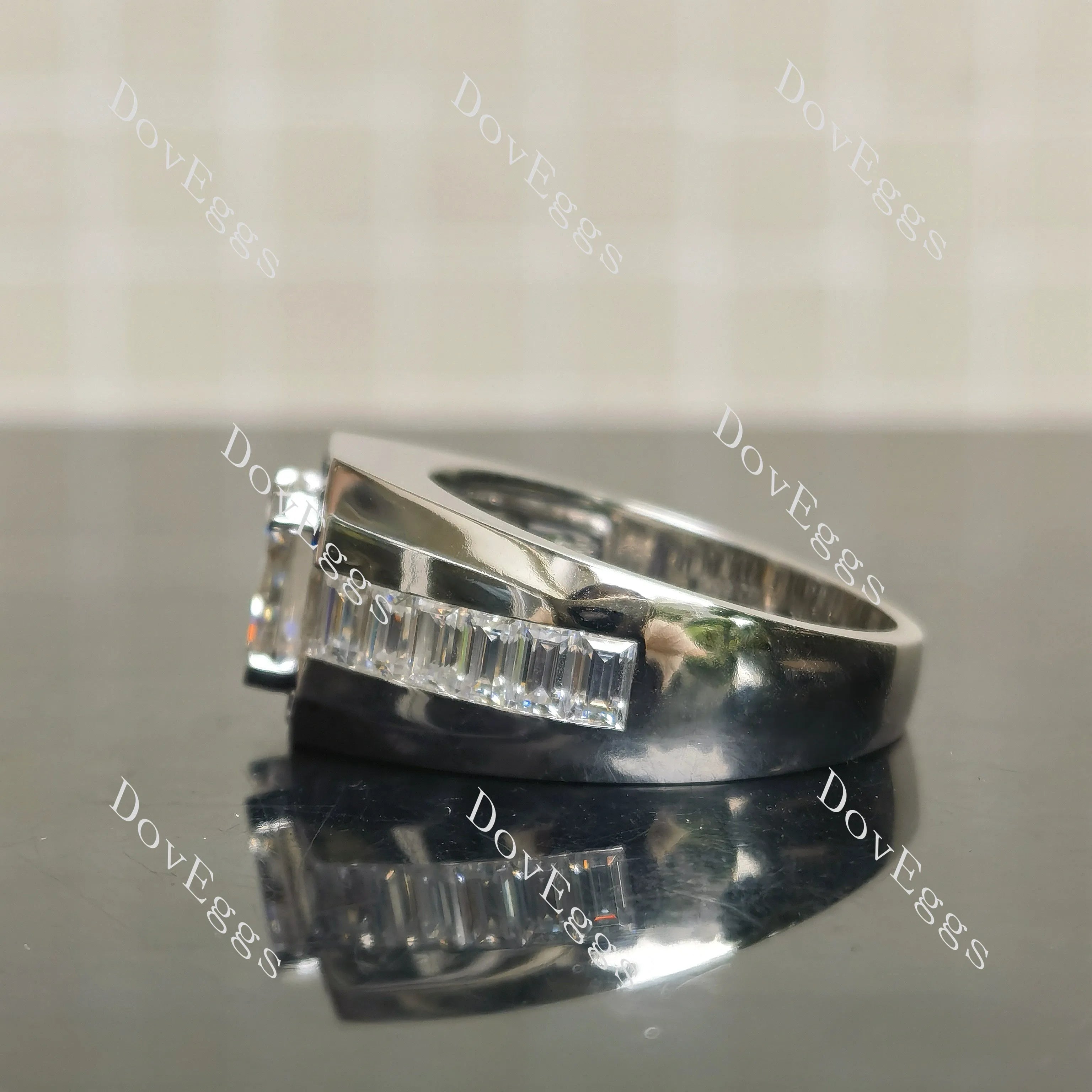 Crystal Blue Persuasion-Asscher halo moissanite engagement ring| DovEggs