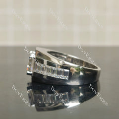 Crystal Blue Persuasion-Asscher halo moissanite engagement ring| DovEggs