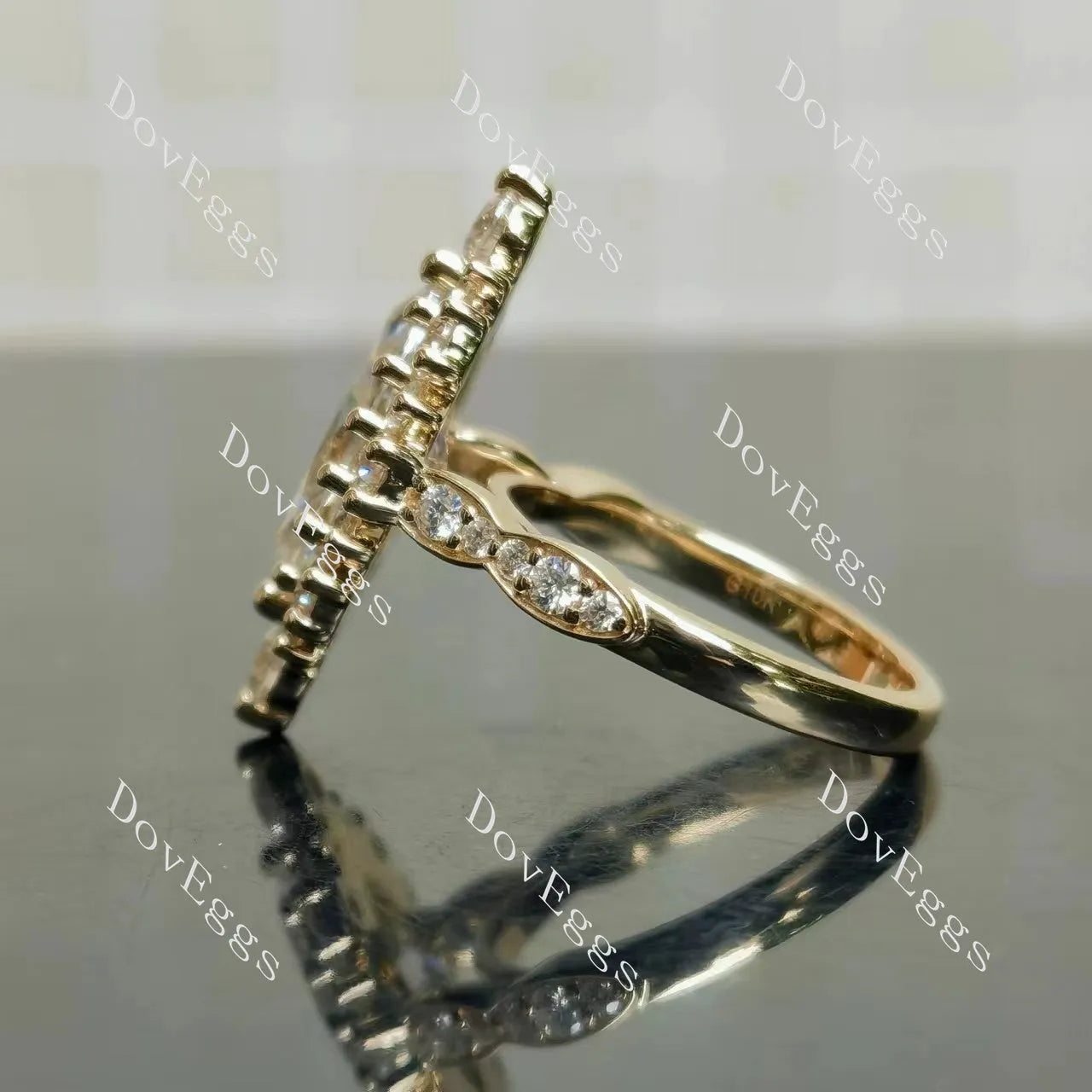 IAIAK-Marquise Modified H&A cut halo moissanite engagement ring| DovEggs