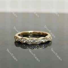 IAIAK-Round pave bezel moissanite/lab grown diamond wedding band-2.5mm band width| DovEggs