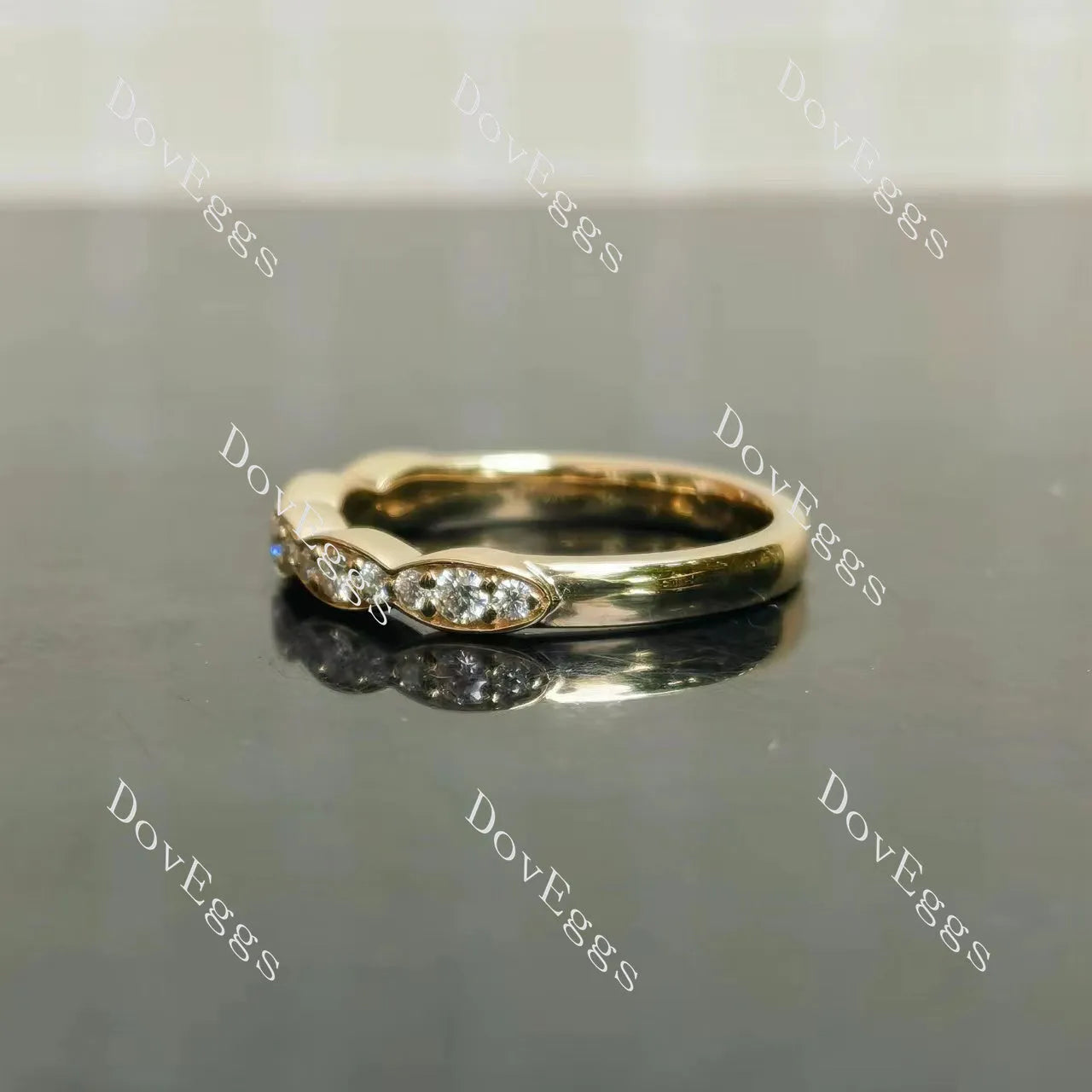 IAIAK-Round pave bezel moissanite/lab grown diamond wedding band-2.5mm band width| DovEggs