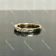 IAIAK-Round pave bezel moissanite/lab grown diamond wedding band-2.5mm band width| DovEggs