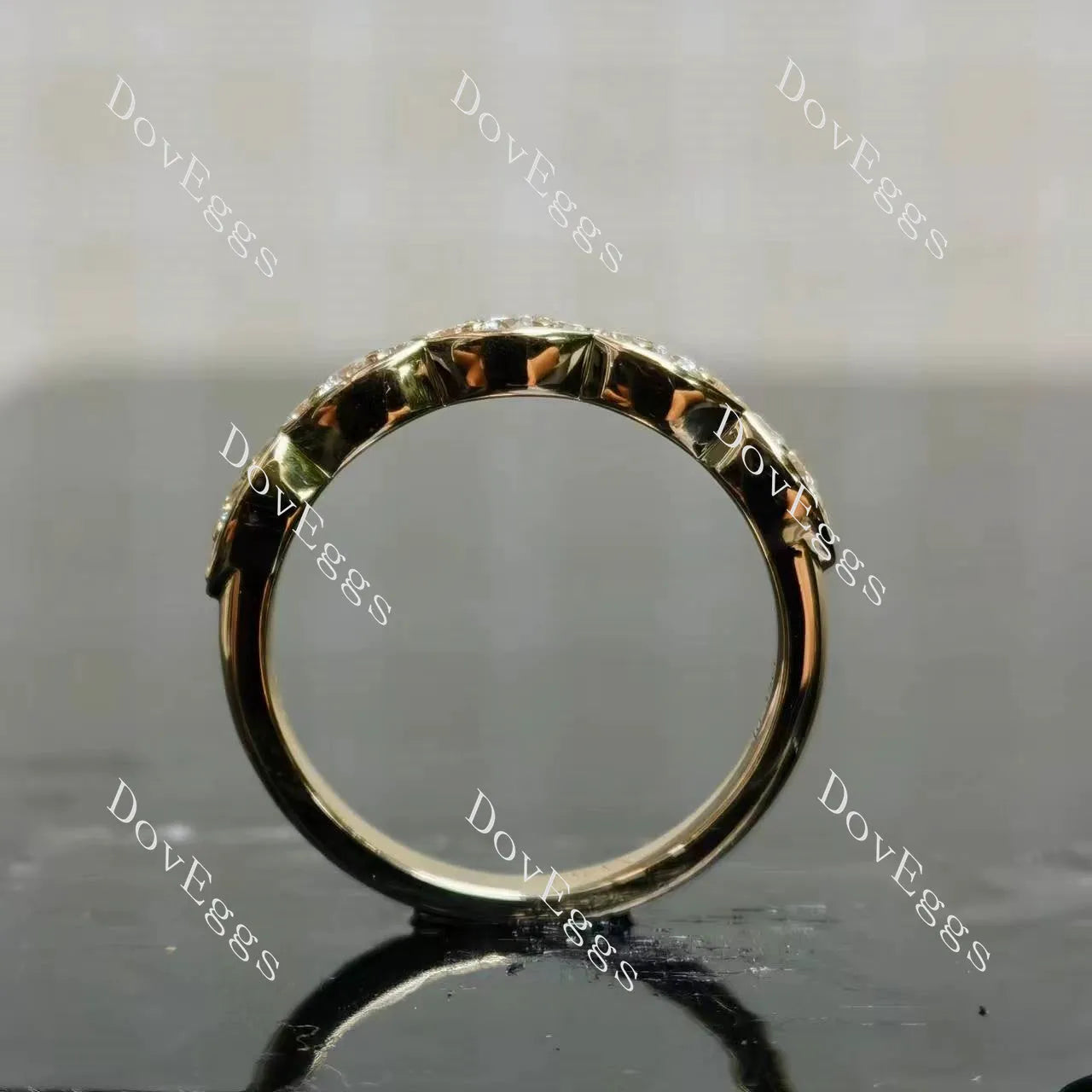 IAIAK-Round pave bezel moissanite/lab grown diamond wedding band-2.5mm band width| DovEggs