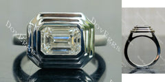 Emerald bezel solitaire moissanite engagement ring| DovEggs