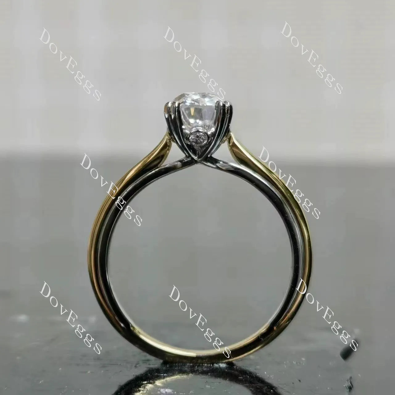 Cushion solitaire moissanite engagement ring| DovEggs