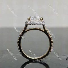 Radaint halo split shanks pave moissanite engagement ring| DovEggs