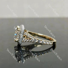 Radaint halo split shanks pave moissanite engagement ring| DovEggs