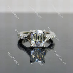Carissa's Dream-Cushion split shanks moissanite engagement ring| DovEggs