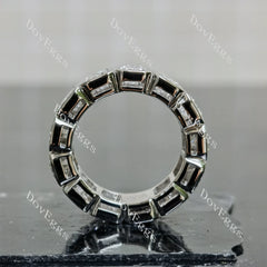 Radiant full eternity bezel moissanite/lab grown diamond accents wedding band-6.4mm band width| DovEggs