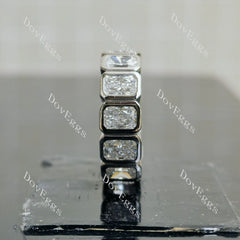 Radiant full eternity bezel moissanite/lab grown diamond accents wedding band-6.4mm band width| DovEggs