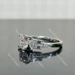 Round vintage delicate side stones moissanite engagement ring| DovEggs