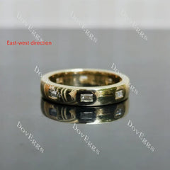 Baguette full eternity moissanite/ lab grown diamond wedding band-3.2mm band width| DovEggs