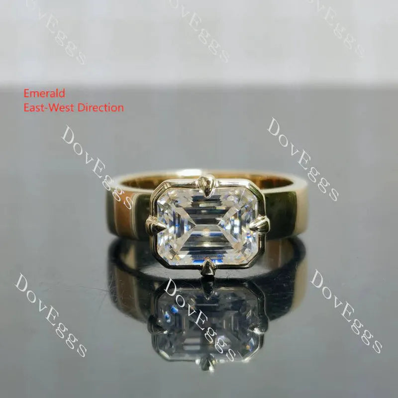 Doveggs bezel solitaire engagement ring semi-mount only(Exclusively to DovEggs Stones)