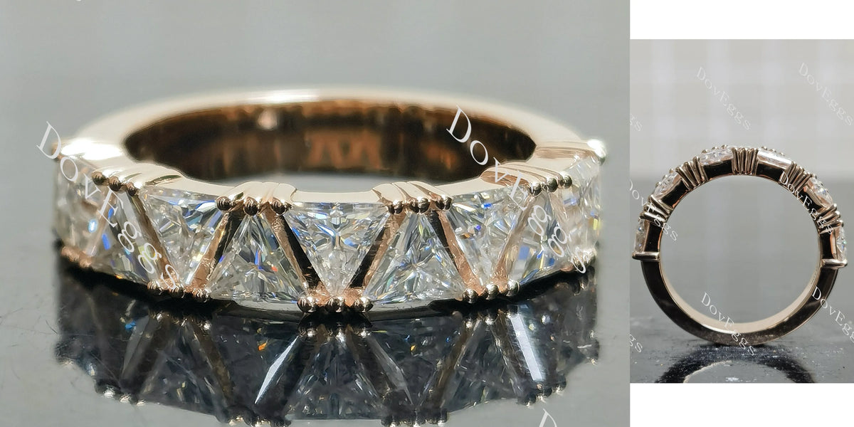 Triangle half/full eternity moissanite wedding band-4.0mm band width| DovEggs