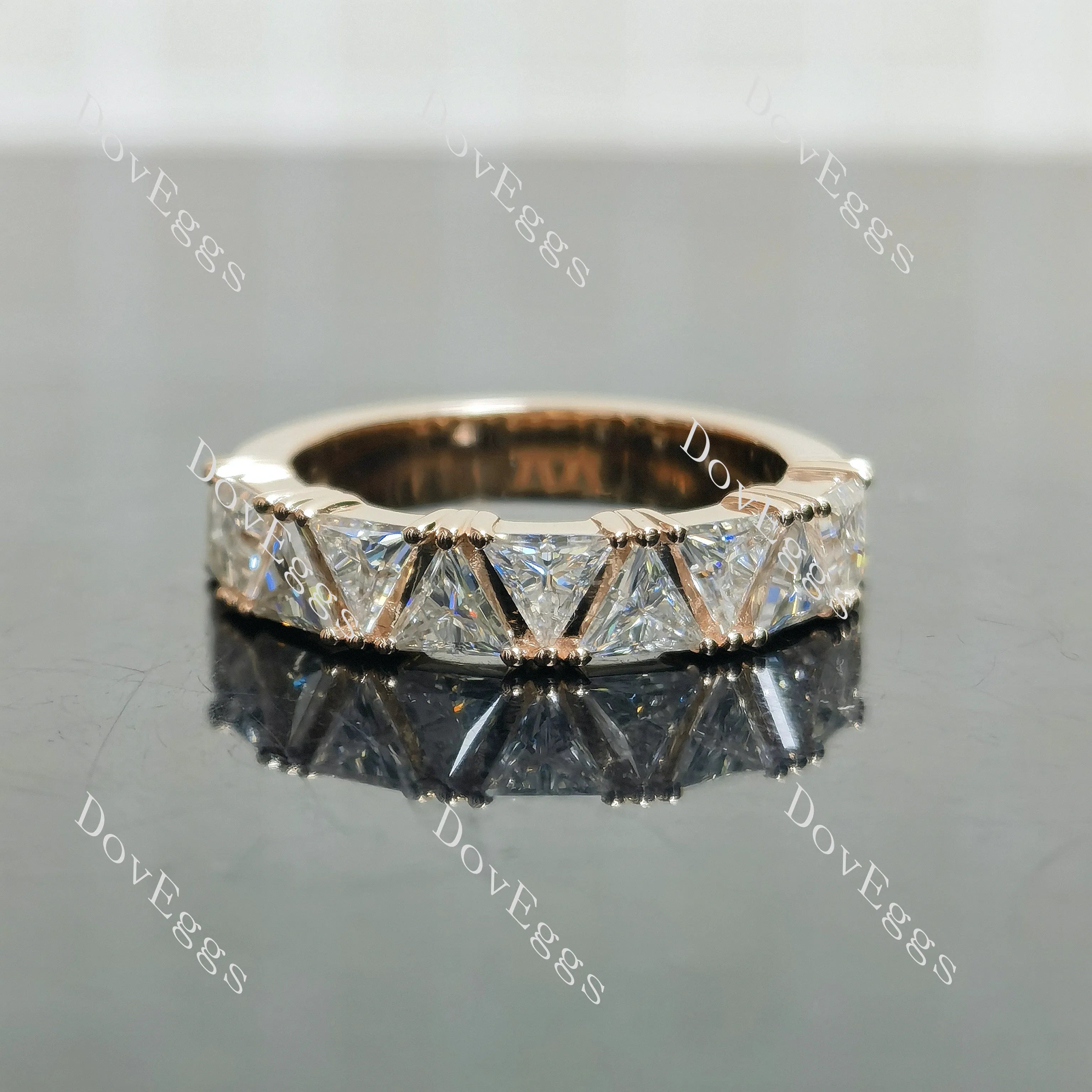 Triangle half/full eternity moissanite wedding band-4.0mm band width| DovEggs