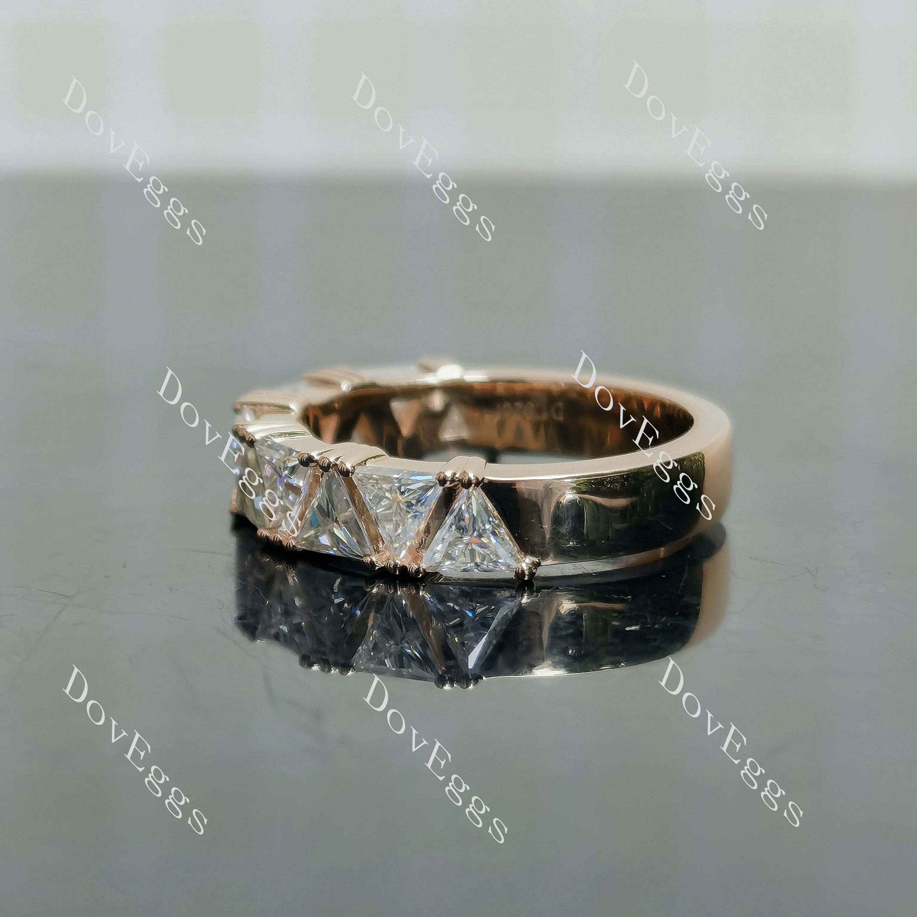 Triangle half/full eternity moissanite wedding band-4.0mm band width| DovEggs