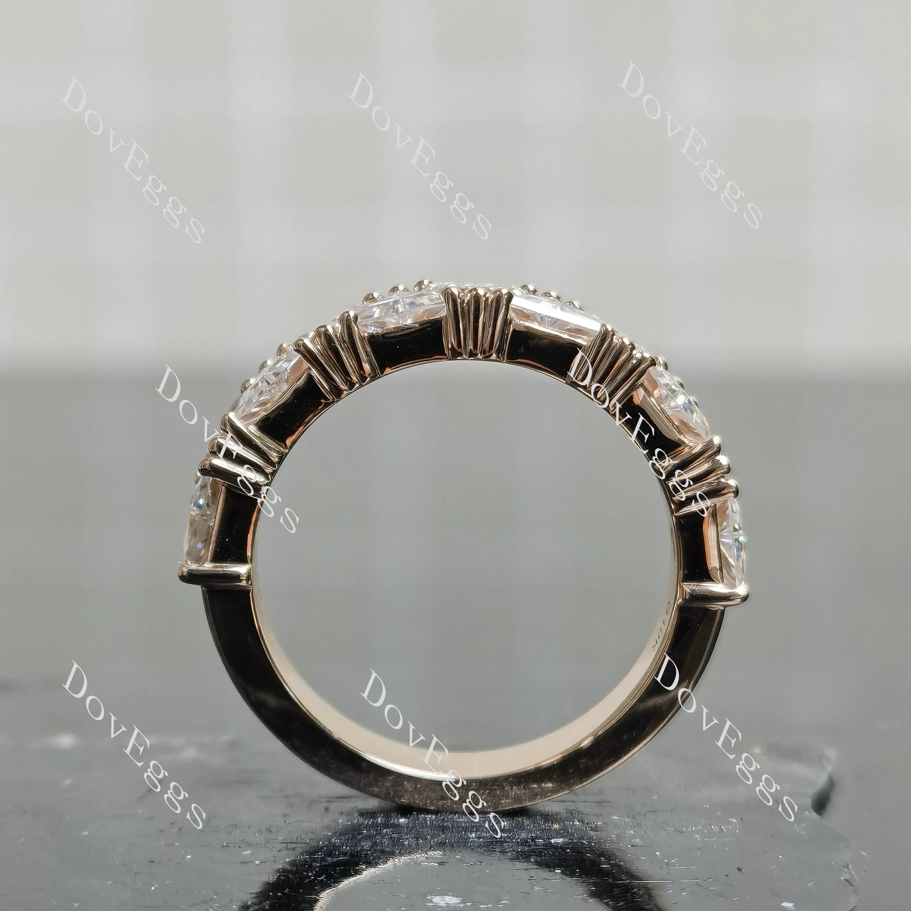 Triangle half/full eternity moissanite wedding band-4.0mm band width| DovEggs