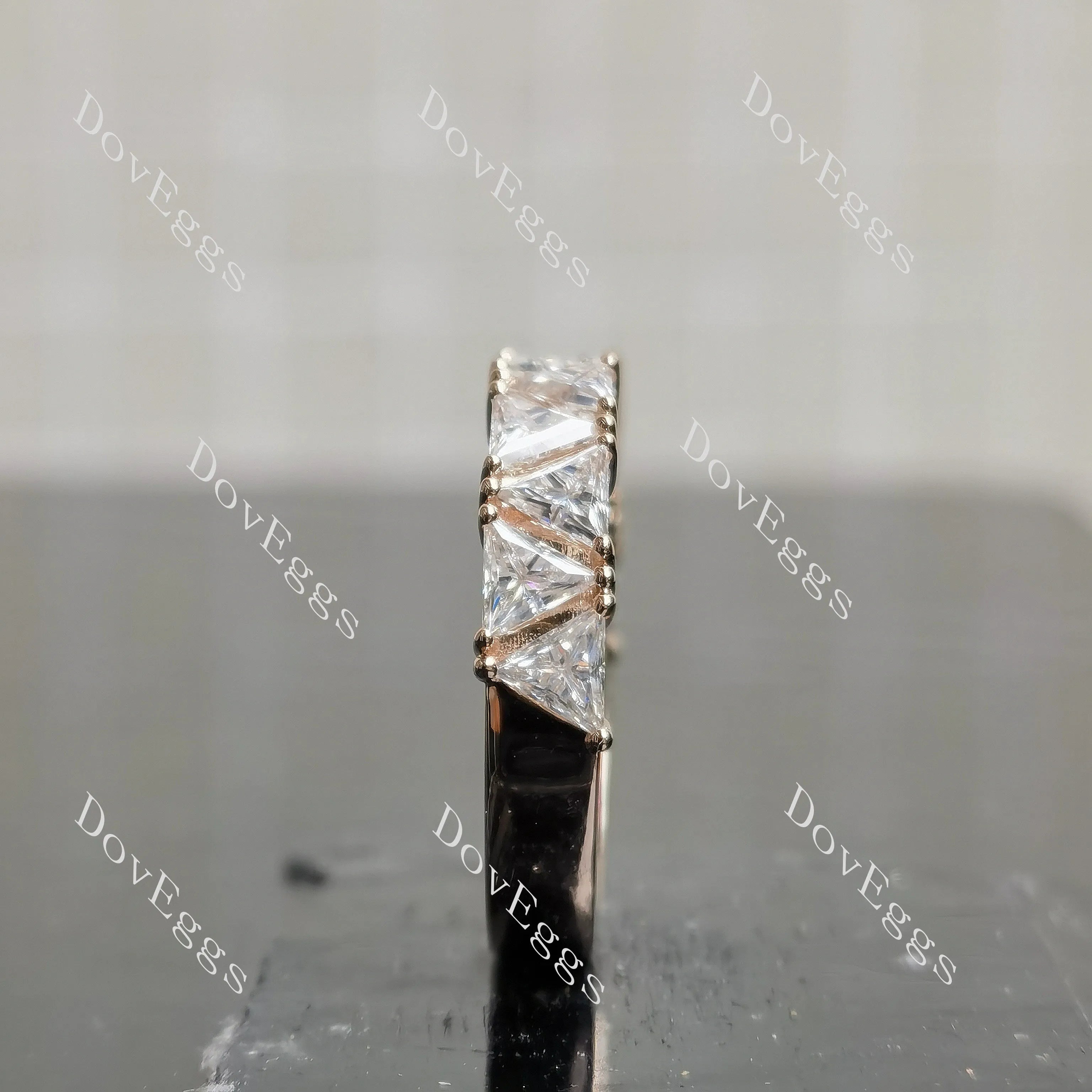Triangle half/full eternity moissanite wedding band-4.0mm band width| DovEggs