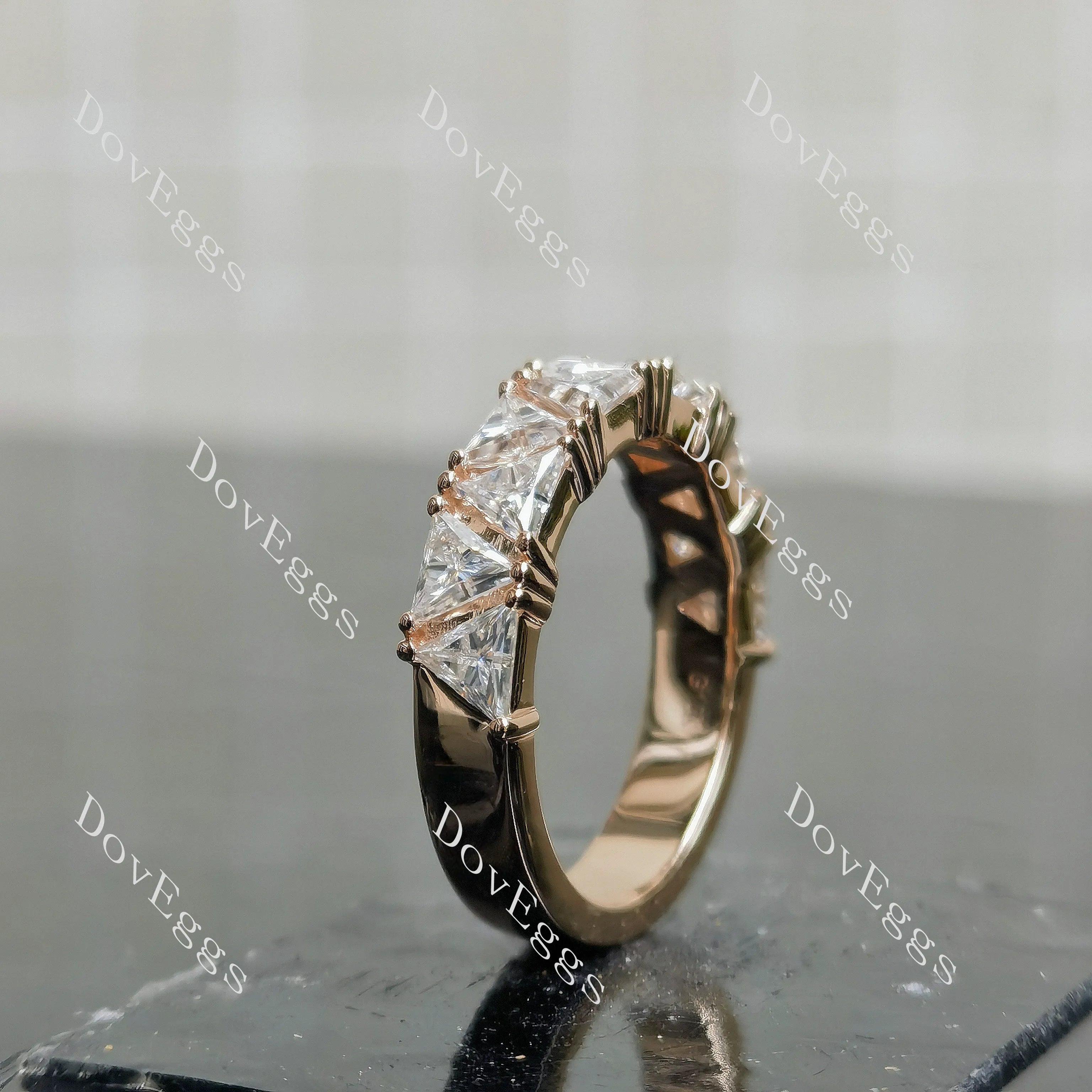 Triangle half/full eternity moissanite wedding band-4.0mm band width| DovEggs