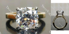 Oh My!-Cushion hidden halo pave moissanite engagement ring| DovEggs