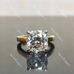 Oh My!-Cushion hidden halo pave moissanite engagement ring| DovEggs