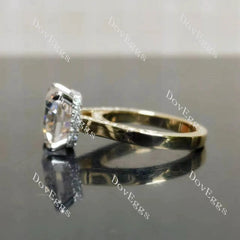 Oh My!-Cushion hidden halo pave moissanite engagement ring| DovEggs