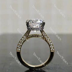 Oh My!-Cushion hidden halo pave moissanite engagement ring| DovEggs
