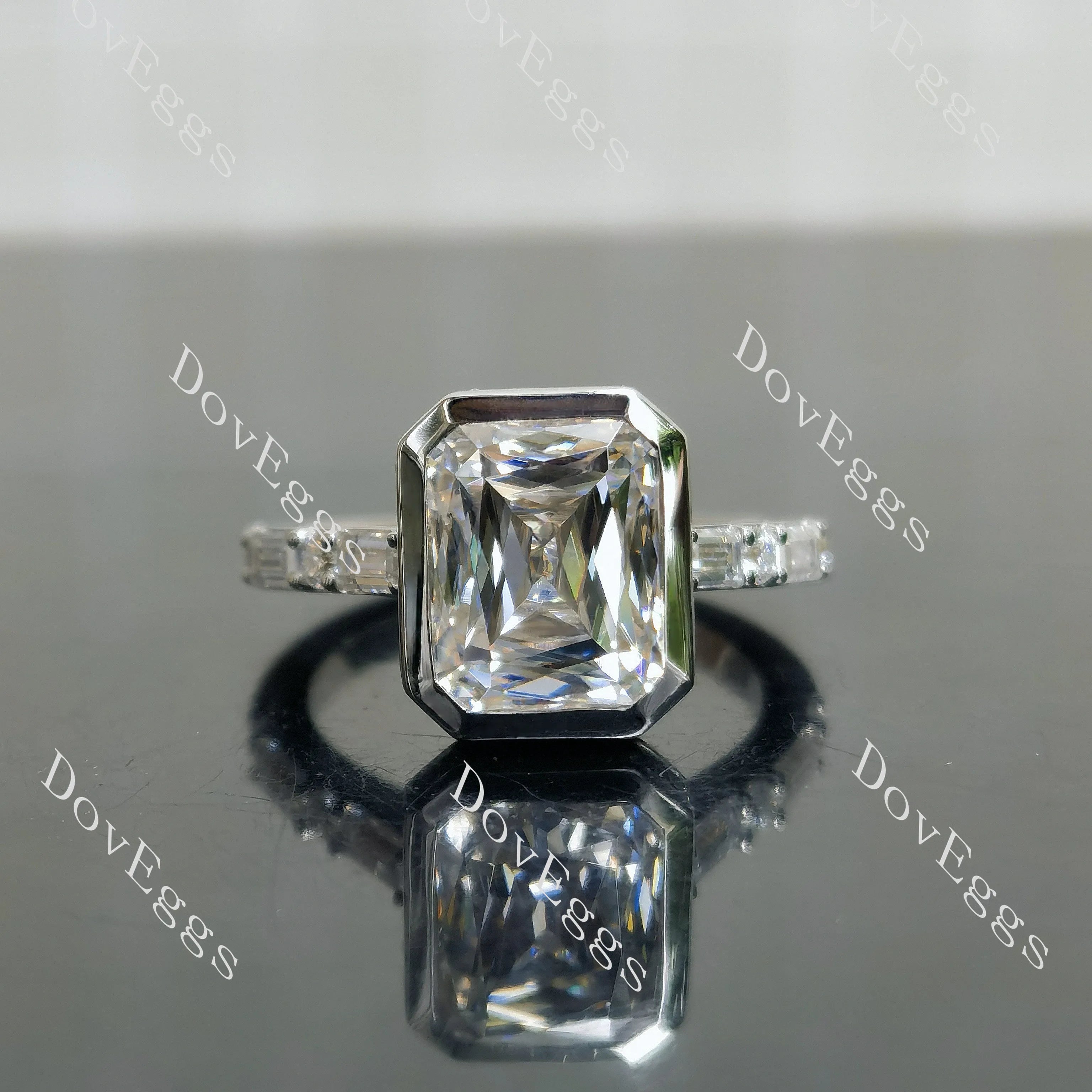 Pawleys Promise-Criss cut bezel pave moissanite engagement ring| DovEggs