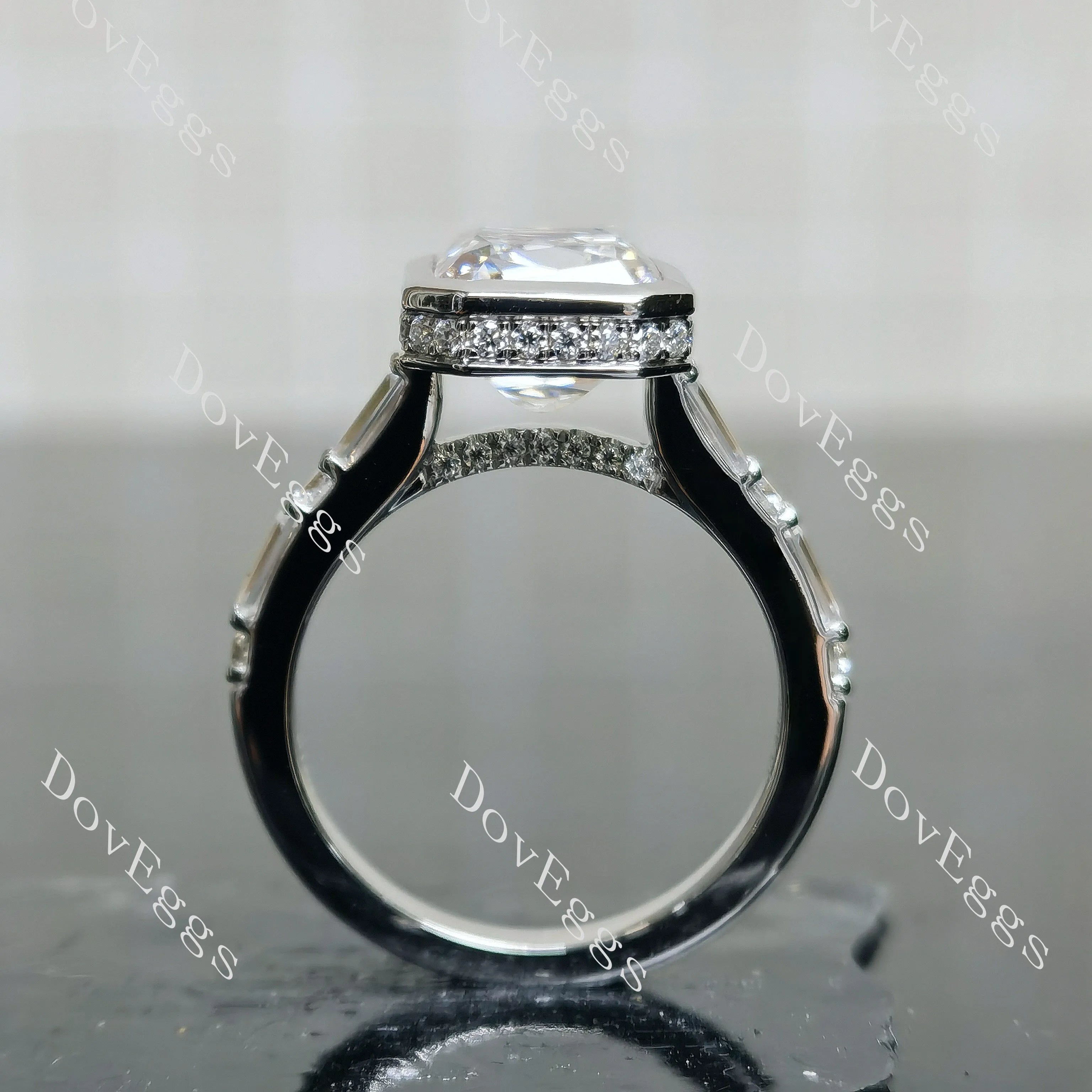 Pawleys Promise-Criss cut bezel pave moissanite engagement ring| DovEggs