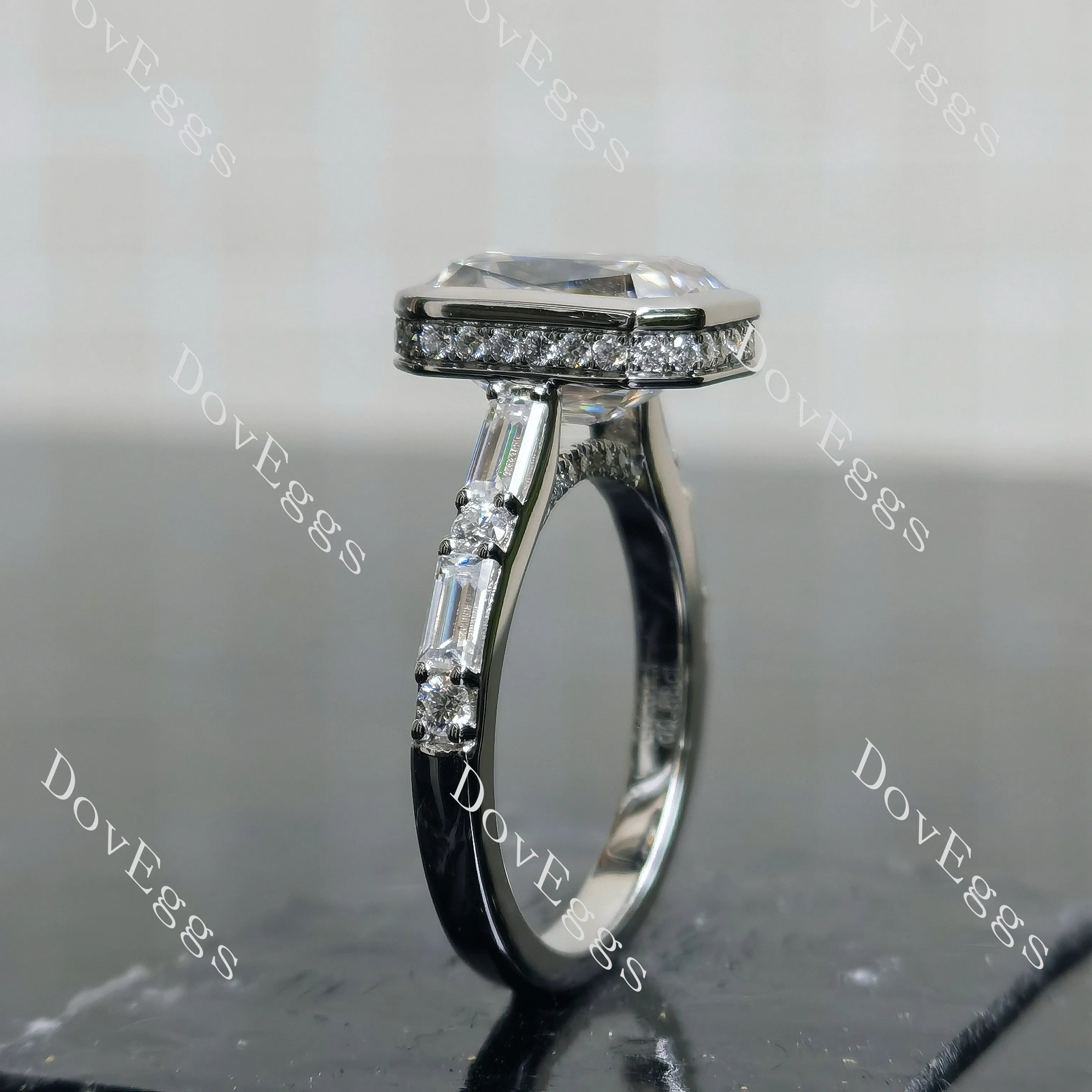 Pawleys Promise-Criss cut bezel pave moissanite engagement ring| DovEggs