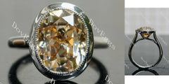 Oval bezel solitaire colored moissanite engagement ring| DovEggs