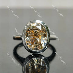 Oval bezel solitaire colored moissanite engagement ring| DovEggs