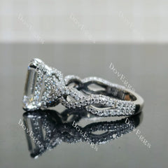 Emerald split shanks pave moissanite engagement ring| DovEggs