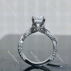 Emerald split shanks pave moissanite engagement ring| DovEggs