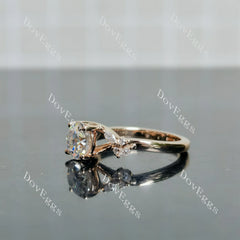Round side stones moissanite engagement ring| DovEggs